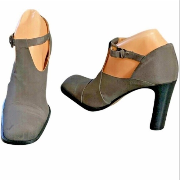 Lavorazione Artigiana US 9/Italy 39 Gray Square Toe T-Strap Heel #240A - Picture 5 of 7